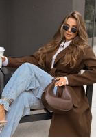 Długi wiązany płaszcz Sensual czekoladowy