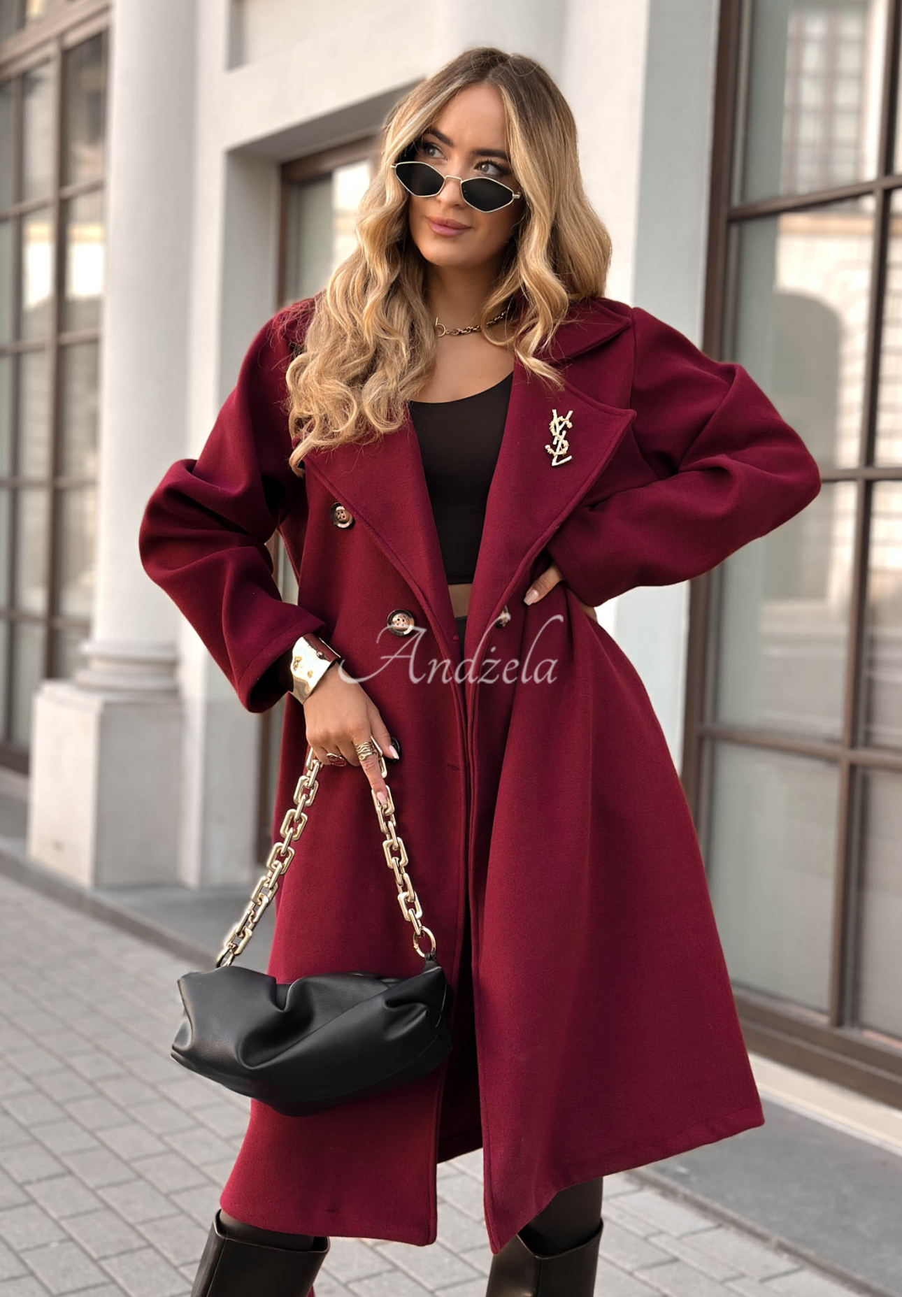 Long coat Didn't Mean It burgundy