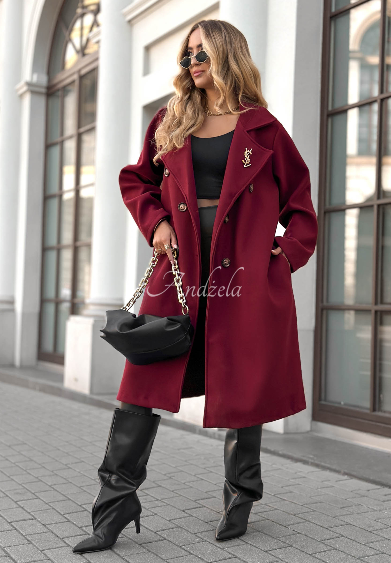 Long coat Didn't Mean It burgundy