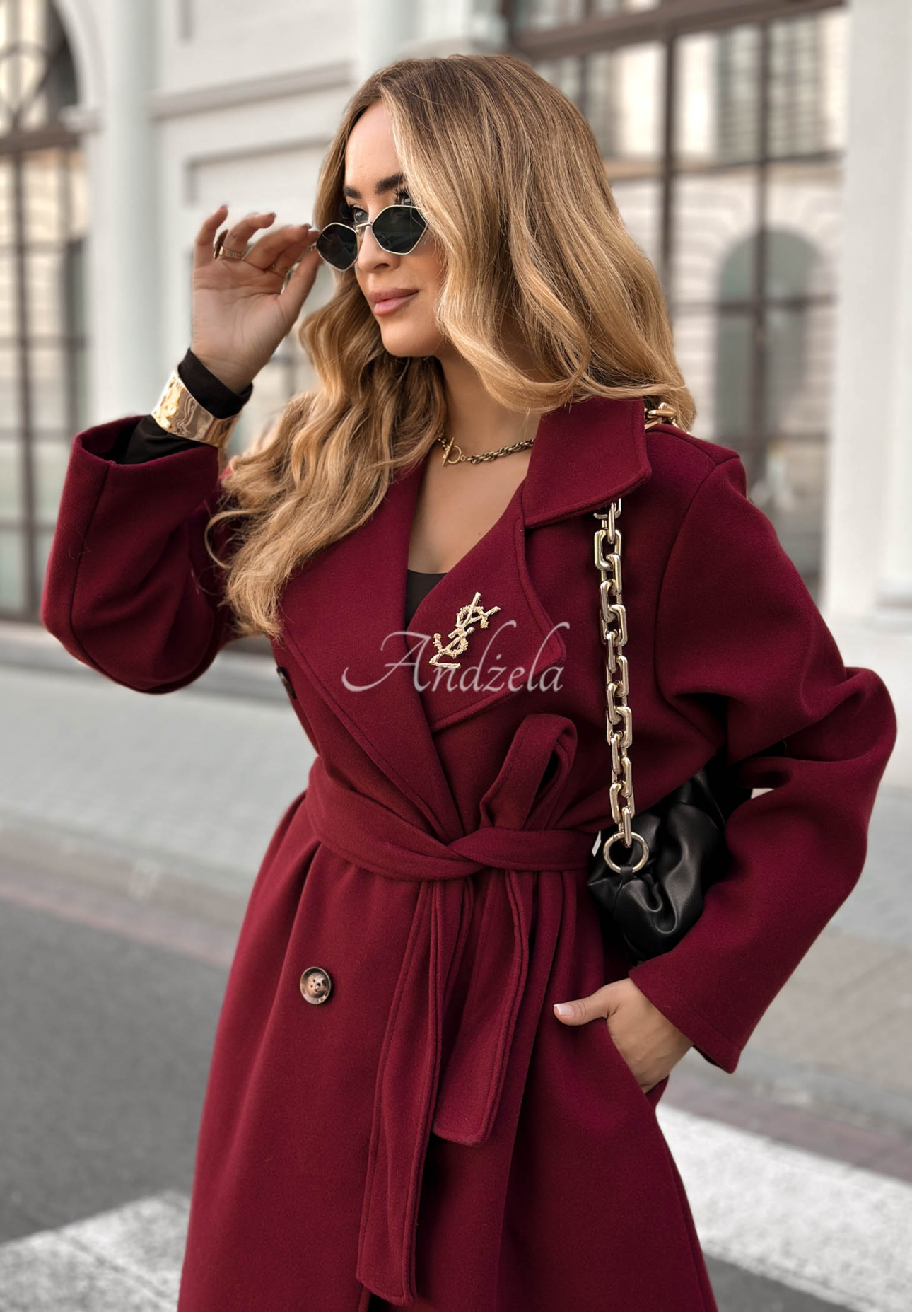 Long coat Didn't Mean It burgundy