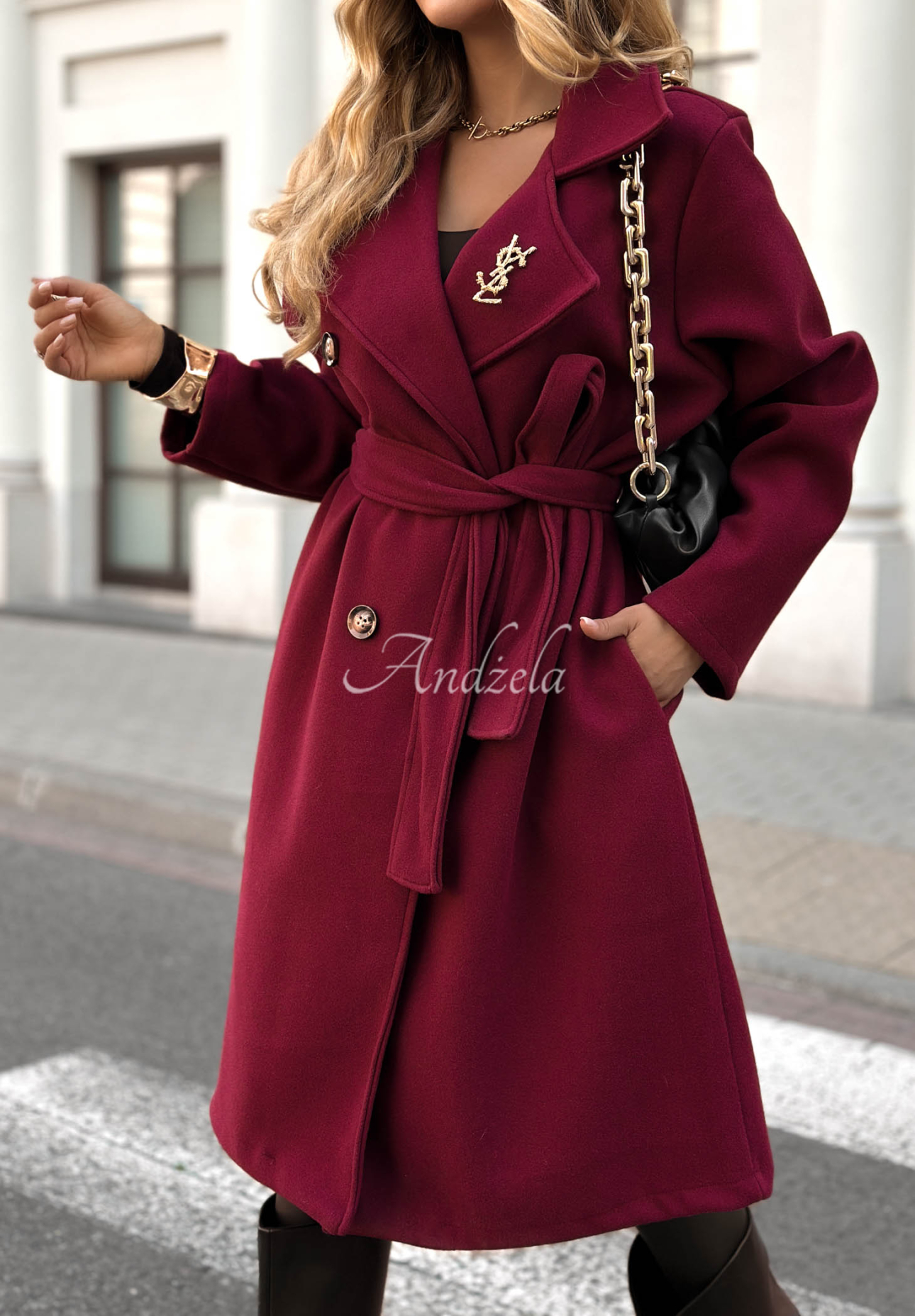 Long coat Didn't Mean It burgundy