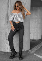 T-shirt w paski The Lines biało-czarny