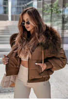 short Pikowana Jacket z futerkiem Mr. Freeze in brown