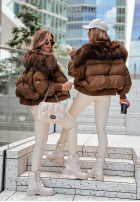 short Pikowana Jacket z futerkiem Mr. Freeze in brown