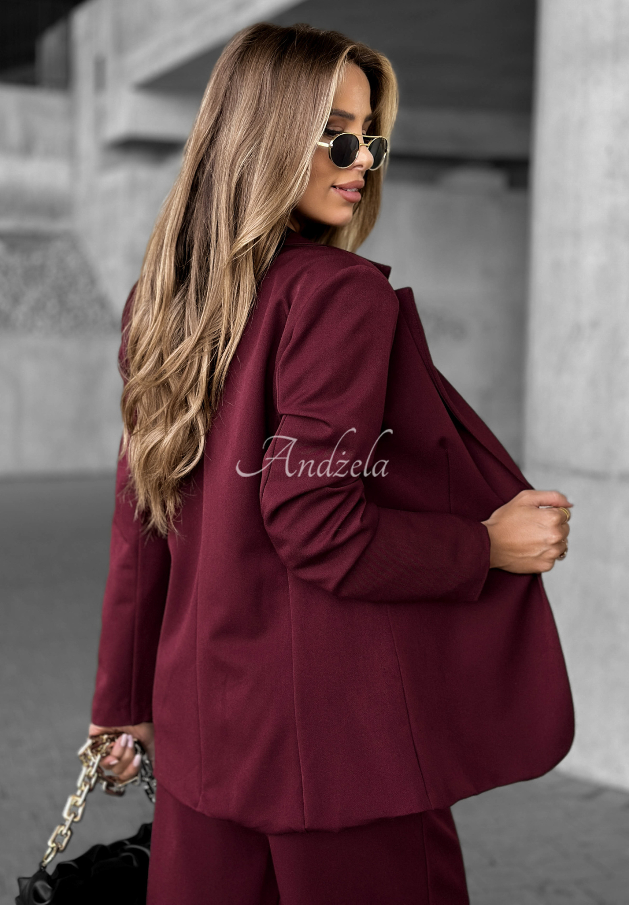 Marynarka Until You Ask burgundowa