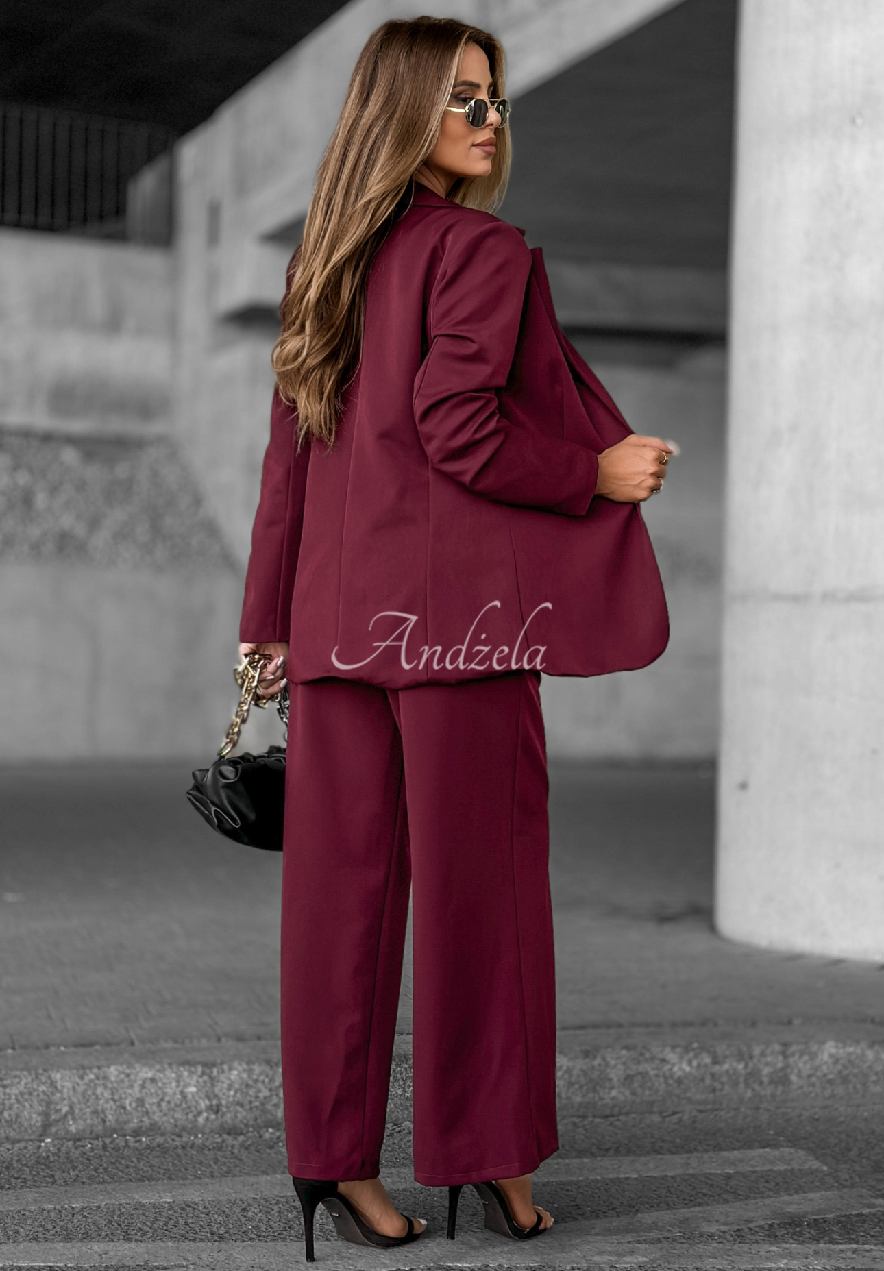 Marynarka Until You Ask burgundowa