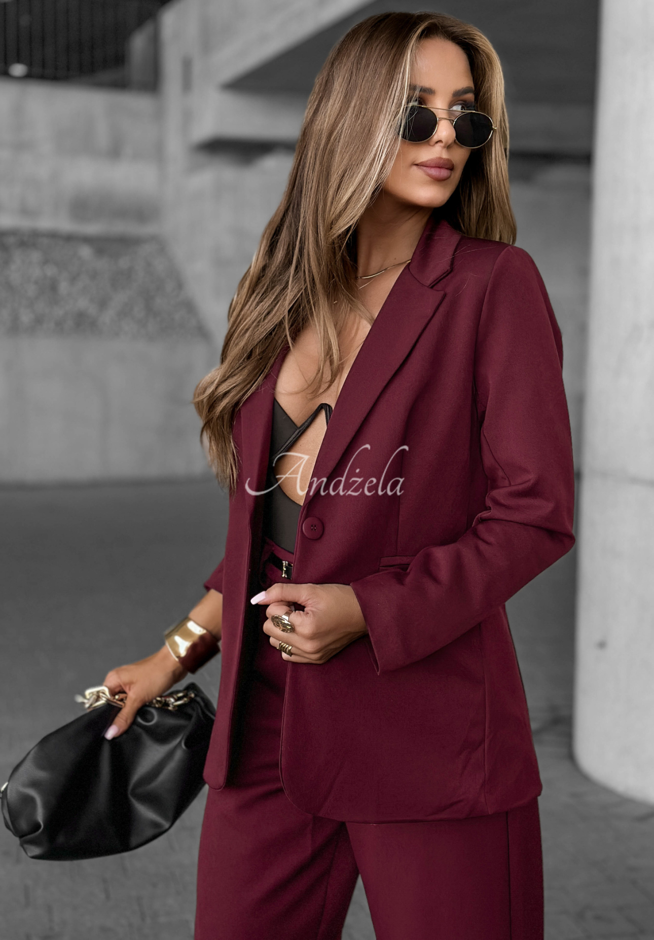 Marynarka Until You Ask burgundowa