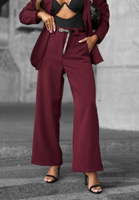 Eleganckie spodnie wide leg Until You Ask burgundowe