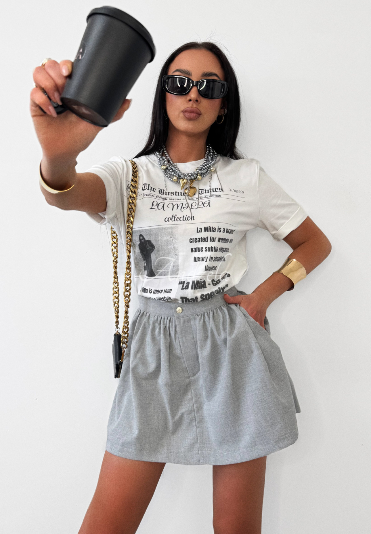 La Milla viscose print T-shirt The Business Times white