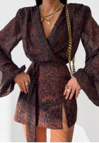 Krótka bluzka w panterkę La Milla Don’t Text Back czekoladowa