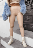 Leggings of leather imitation What’s Your Number in beige