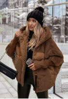 Pikowana kurtka z futerkiem Snow & Pines camelowa