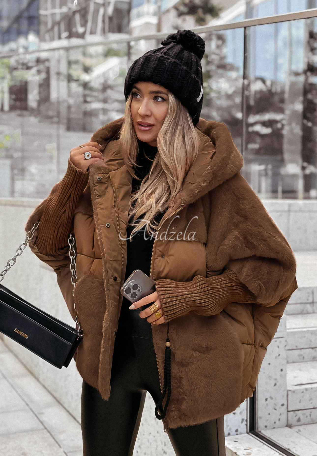 Snow & Pines brown quilted fur jacket