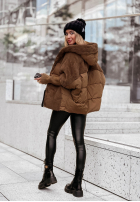 Pikowana kurtka z futerkiem Snow & Pines camelowa