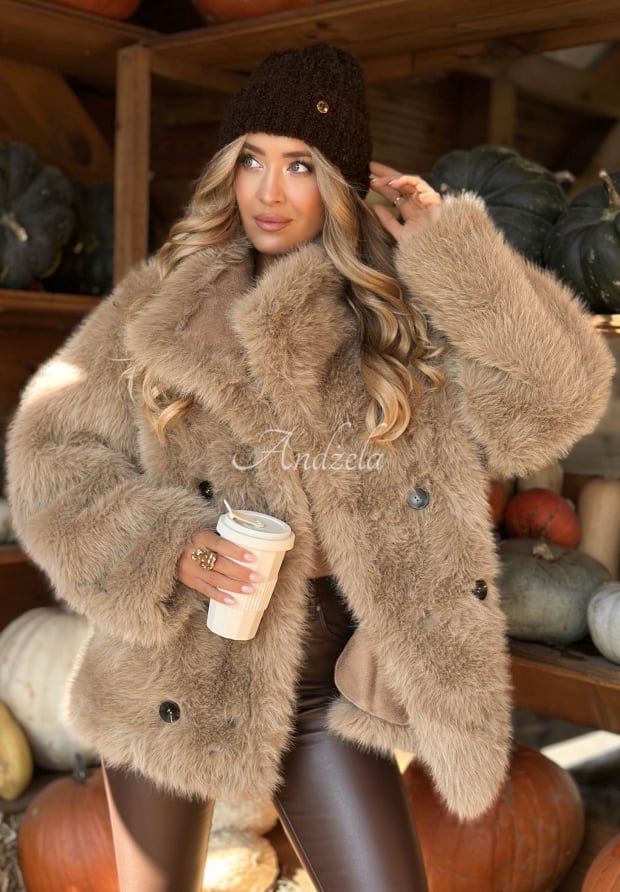 Two-sided suede fur coat Wait A Minute mocha