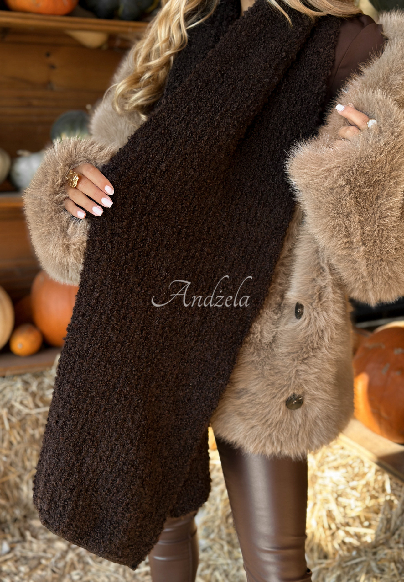 Winter Everywhere chocolate boucle scarf