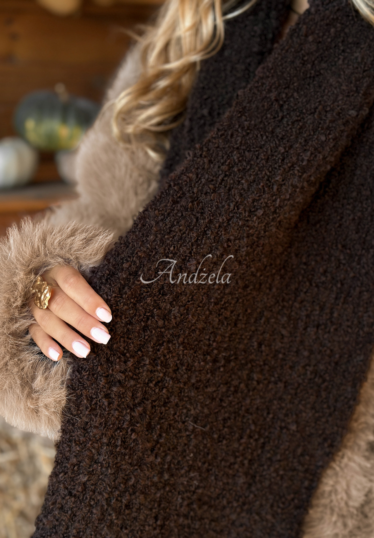 Winter Everywhere chocolate boucle scarf