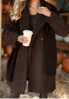 Długi płaszcz kożuszek Spring czekoladowy