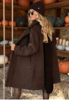 Długi płaszcz kożuszek Spring czekoladowy