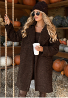 Długi płaszcz kożuszek Spring czekoladowy