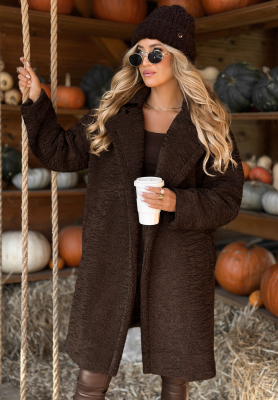 Long sheepskin coat Spring chocolate