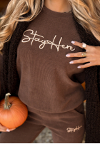 Komplet sztruksowy bluza i spodnie Finding Me czekoladowy