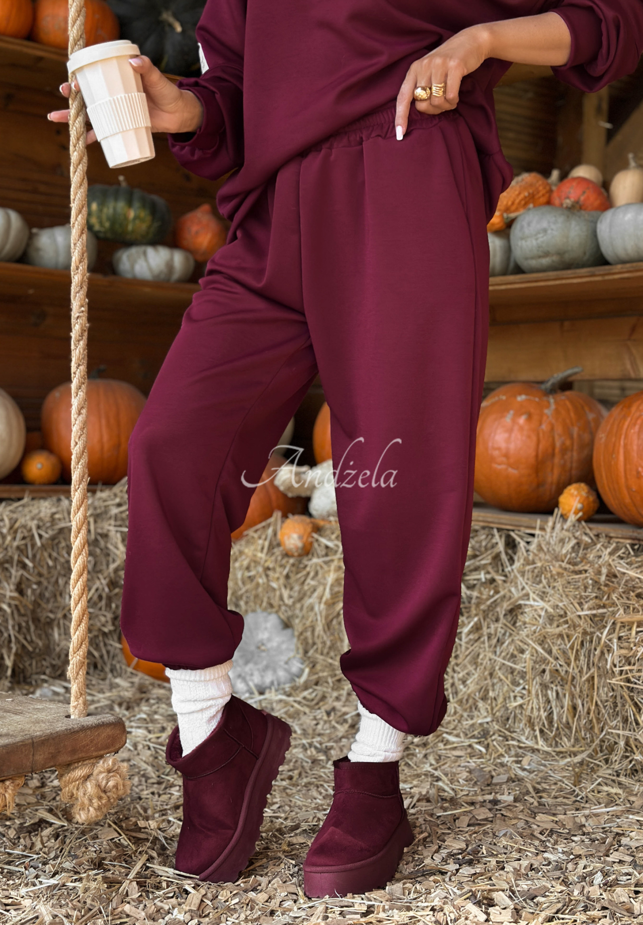 Winning Quietly burgundy sweatshirt and pants set