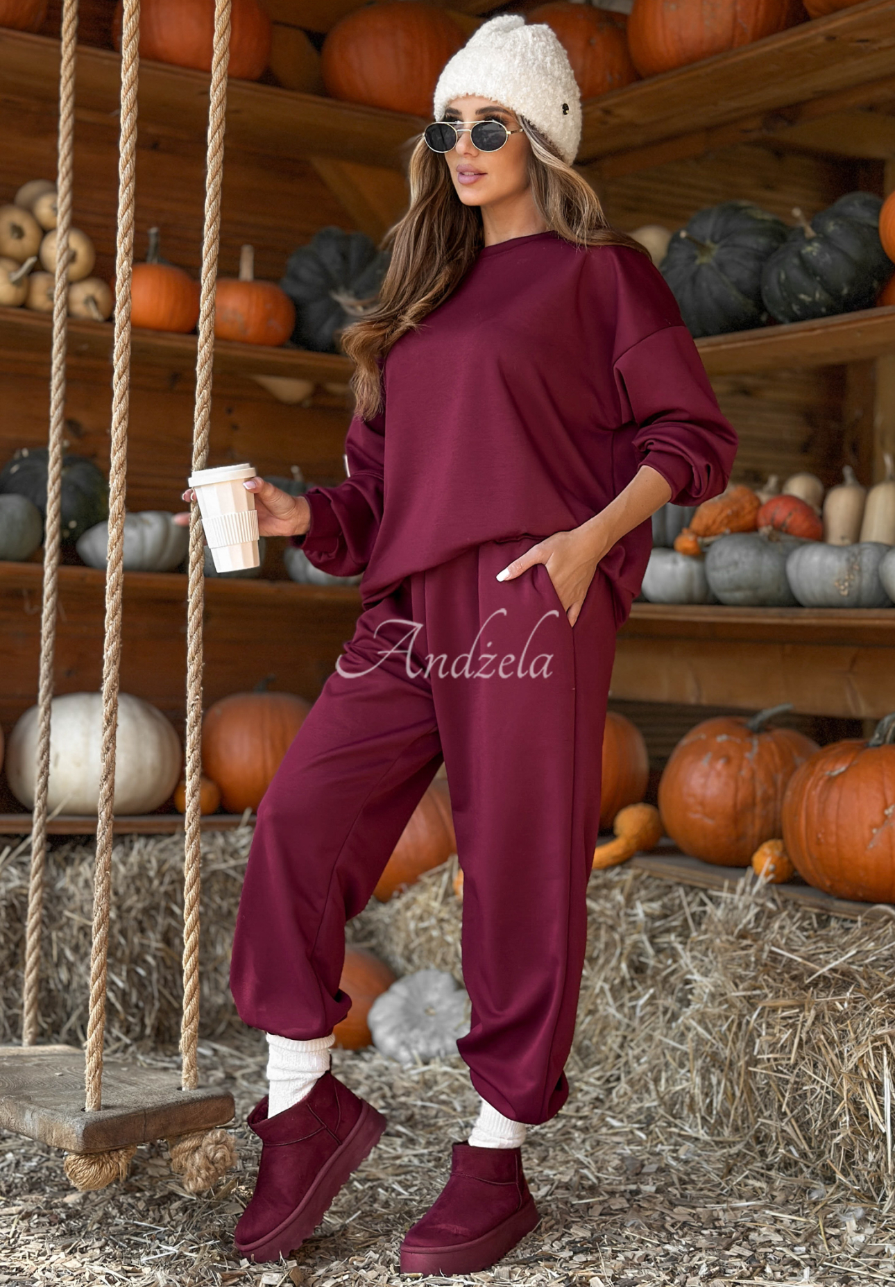 Winning Quietly burgundy sweatshirt and pants set