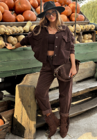 Sztruksowa kurtka Told Him Maybe czekoladowa