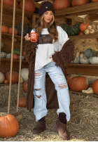 Spodnie mom fit z przetarciami Hold That Thought niebieskie