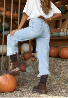 Spodnie mom fit z przetarciami Hold That Thought niebieskie