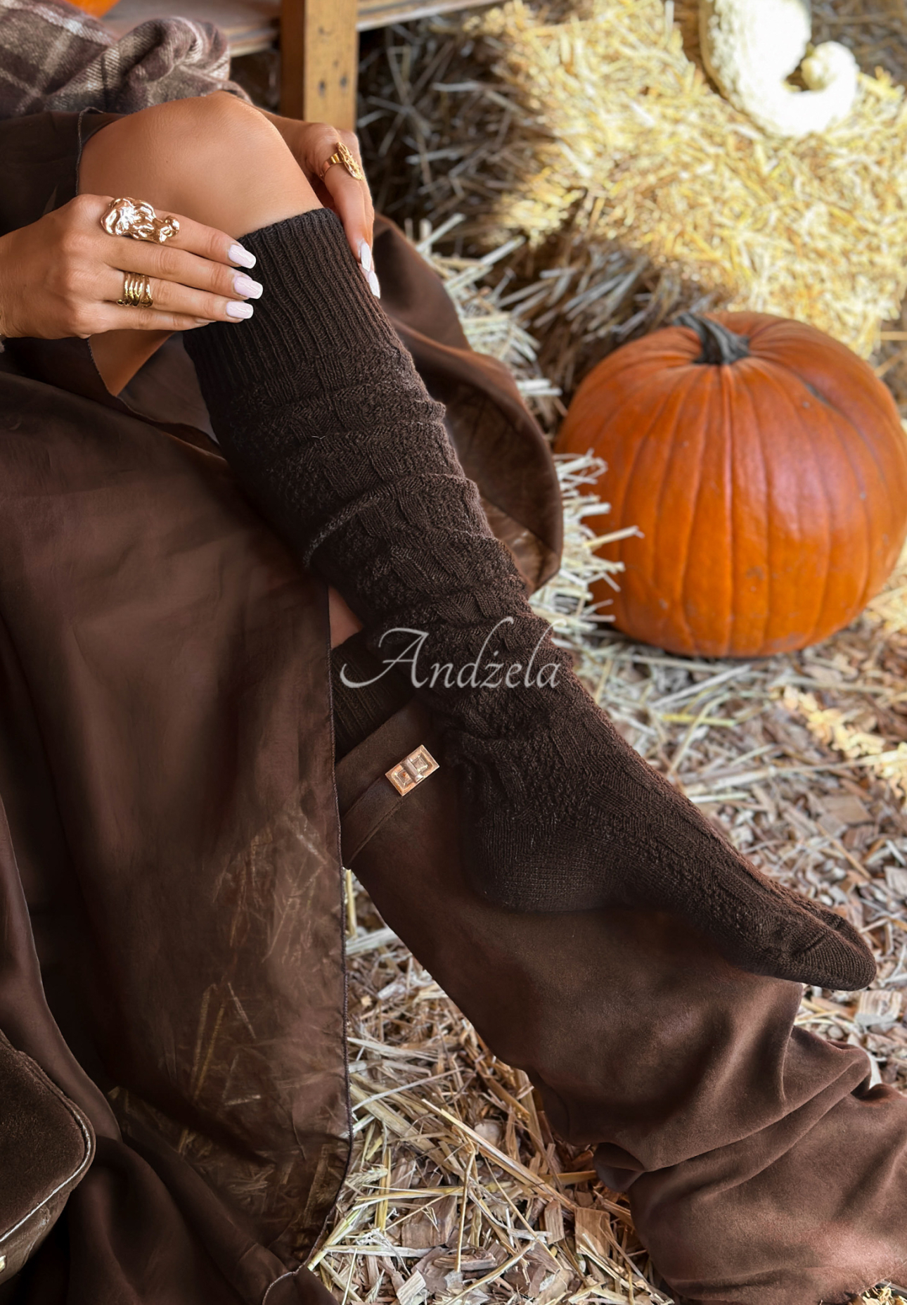 Embellished braided Himalayan chocolate wool socks
