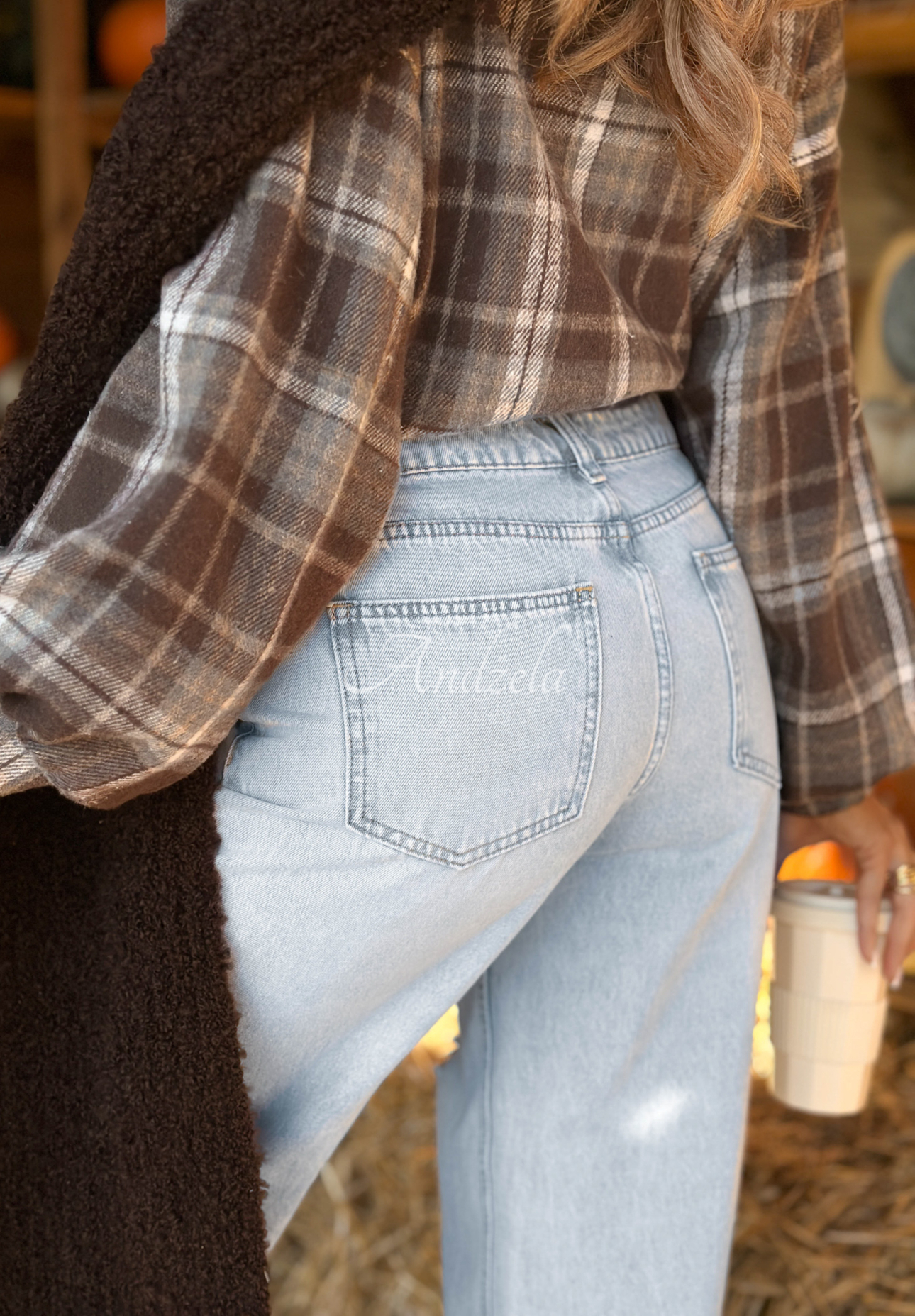 Not My Type wide leg denim pants blue