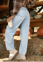 Spodnie jeansowe wide leg Not My Type niebieskie