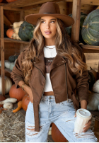 Zamszowa ramoneska Maybe Not czekoladowa