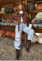 Zamszowa ramoneska Maybe Not czekoladowa