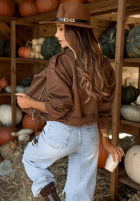 Zamszowa ramoneska Maybe Not czekoladowa