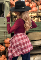 Prążkowana bluzka longsleeve Wrong Time burgundowa