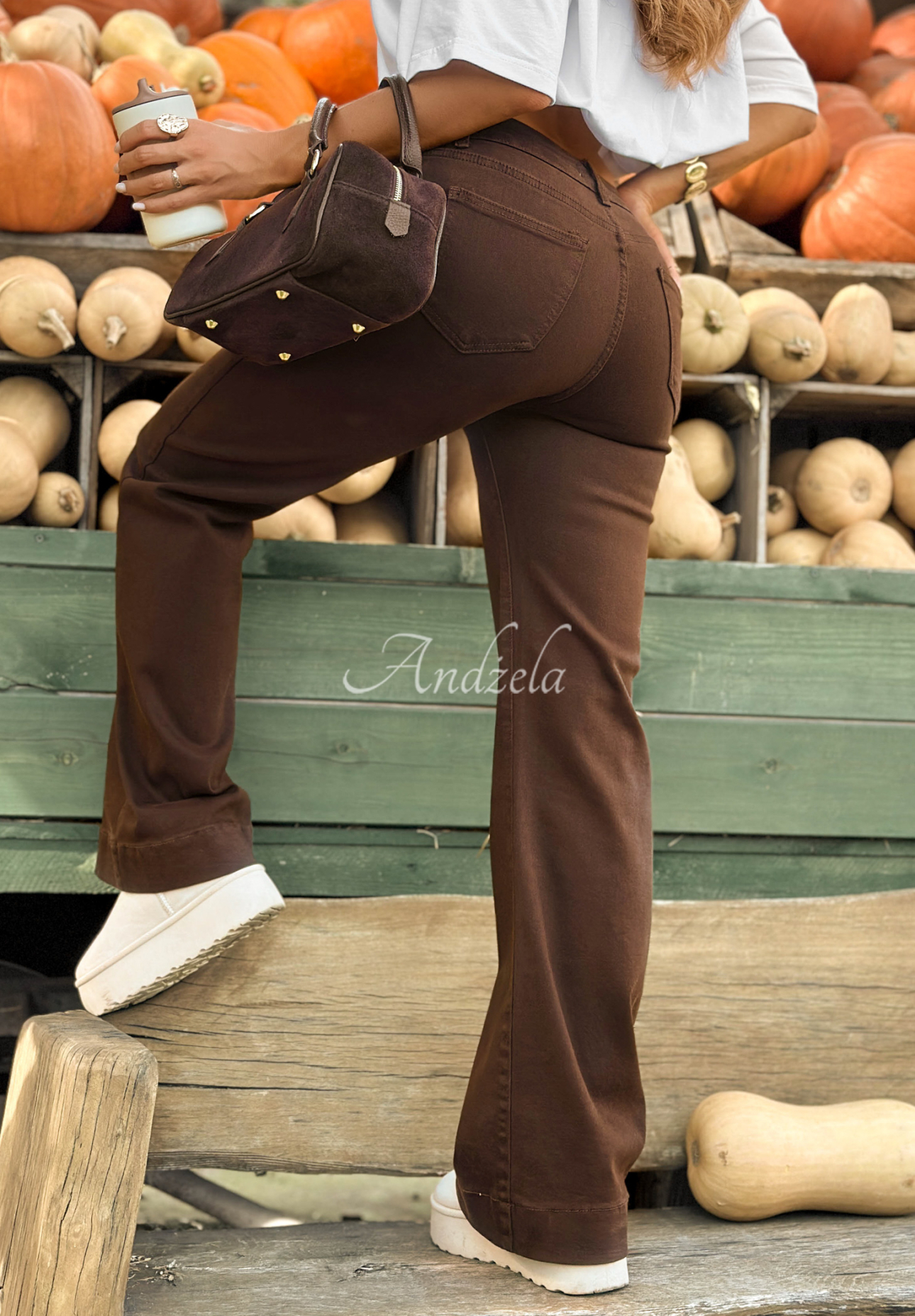 Spodnie jeansowe wide leg I’m Fine Now czekoladowe