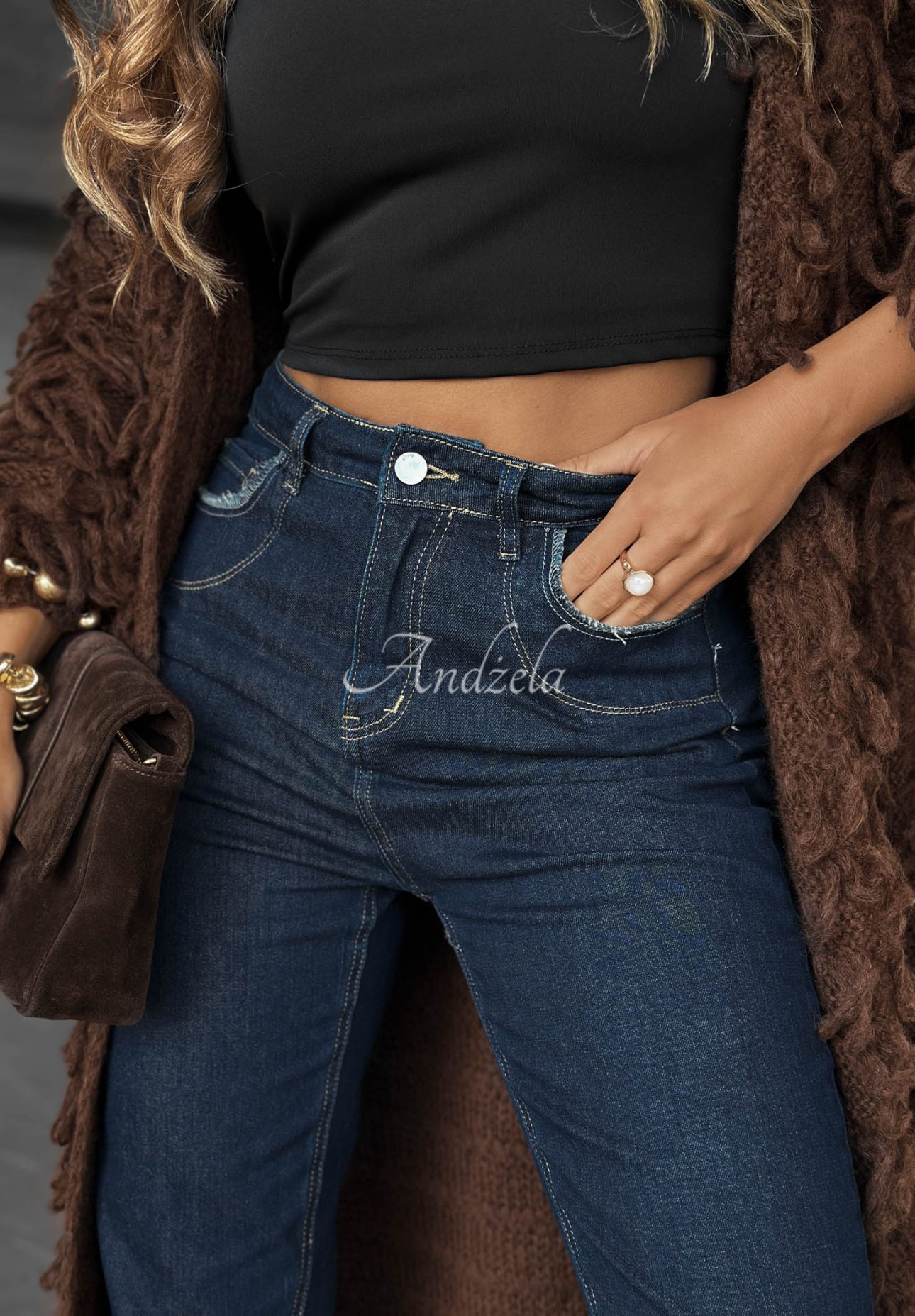 My Better Side mom fit denim pants navy blue