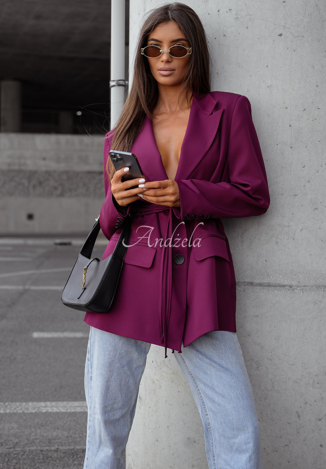 She Believed It burgundy tie jacket