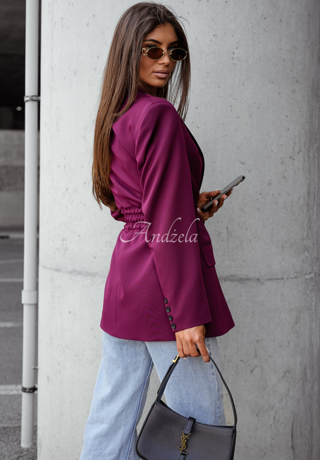 She Believed It burgundy tie jacket