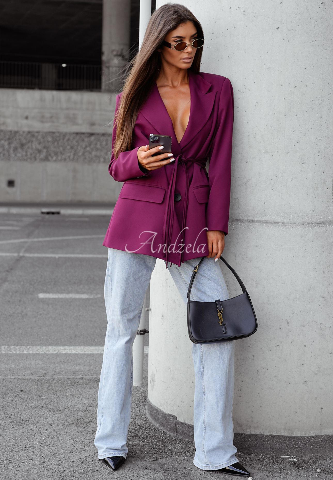 She Believed It burgundy tie jacket