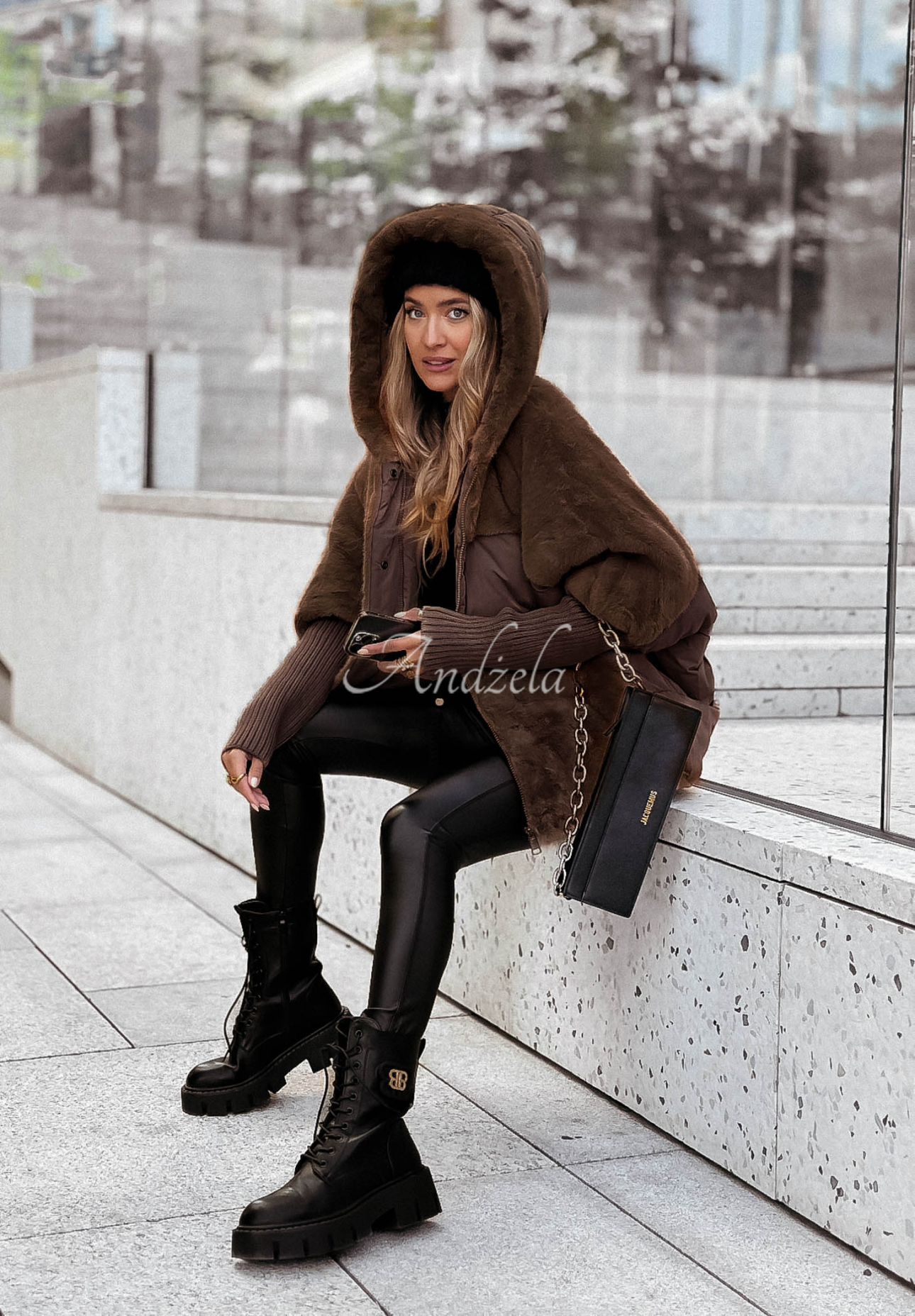 Snow &amp; Pines chocolate quilted fur jacket