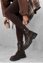 Skórzane botki workery Golden Hours czekoladowe