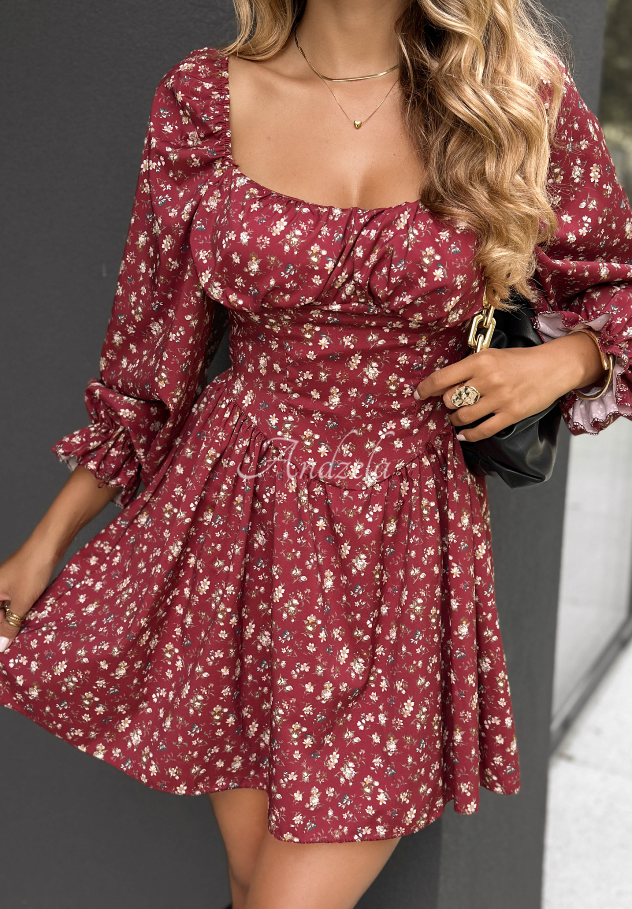 Safari Chic burgundy floral mini dress
