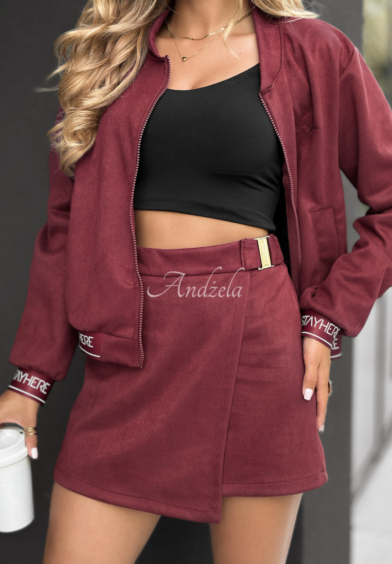 You Know This burgundy suede skirt-shorts