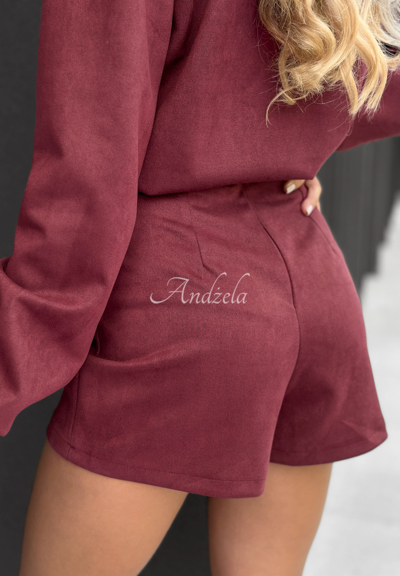 You Know This burgundy suede skirt-shorts
