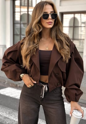 Bomber jacket with buttons Play Your Cards chocolate