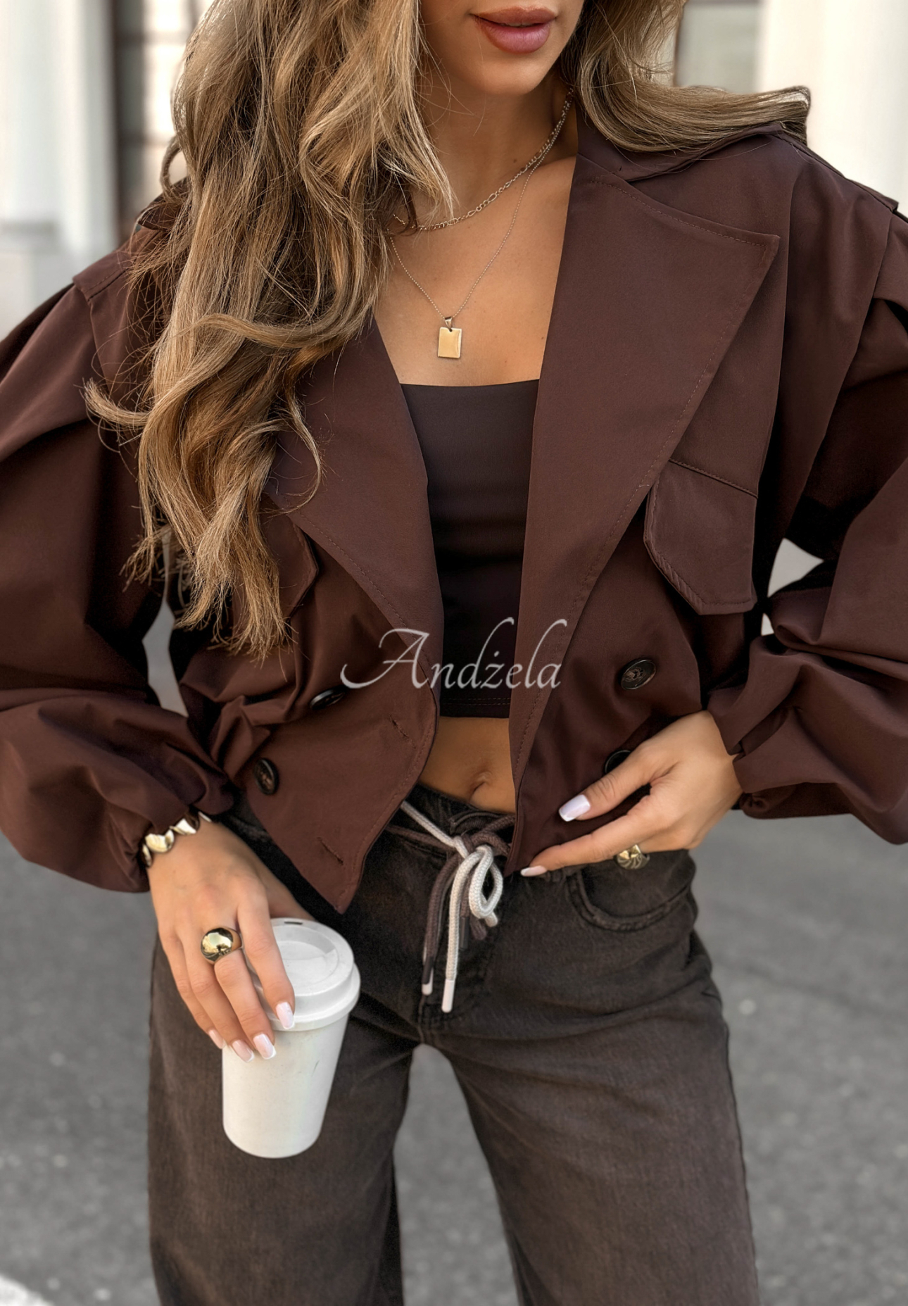 Bomber jacket with buttons Play Your Cards chocolate